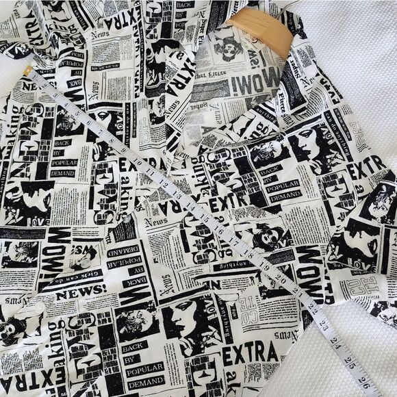 Self esteem novelty newspaper button down shirt blouse - Picture 6 of 8